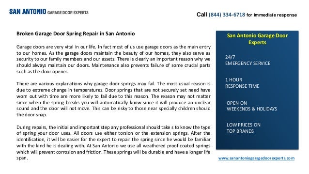 Broken Garage Door Spring Repair In San Antonio