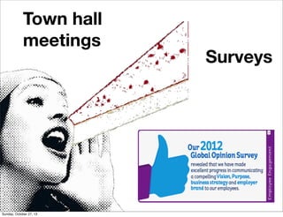 Town hall
meetings

Sunday, October 27, 13

Surveys

 