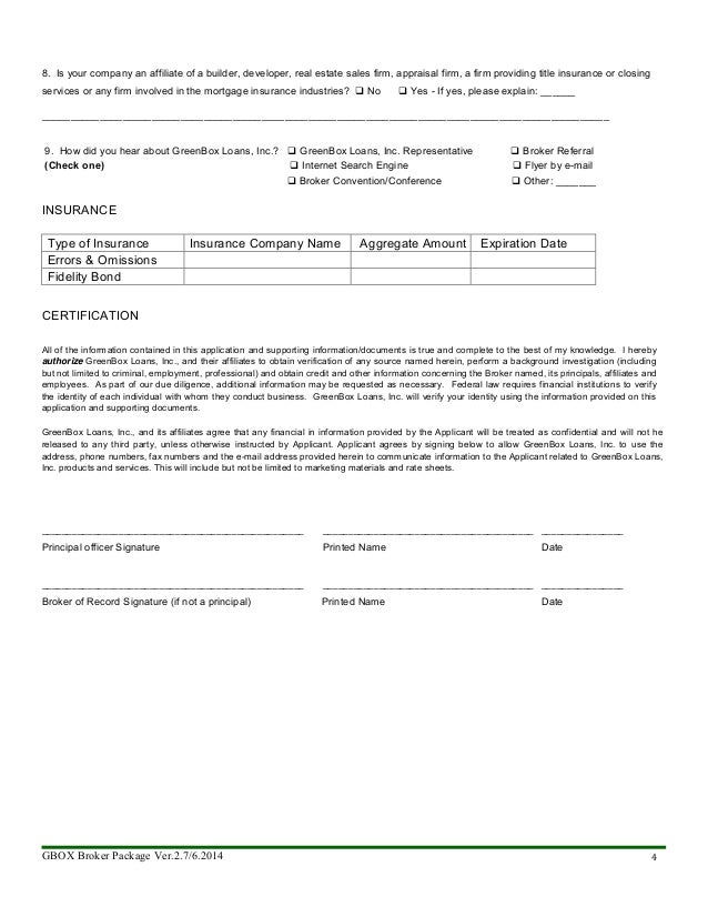 broker application broker of record form