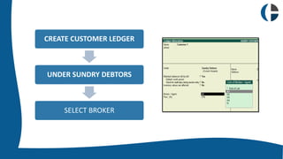 6CBD IT Solutions Pvt. Ltd www.getmyerp.com
CREATE CUSTOMER LEDGER
UNDER SUNDRY DEBTORS
SELECT BROKER
 