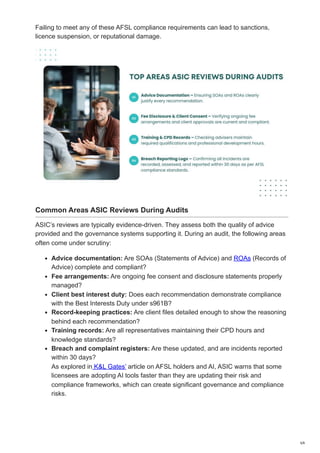 Afsl Asic AFS Licensee Obligations_ ASIC Audit Preparation Guide | PDF