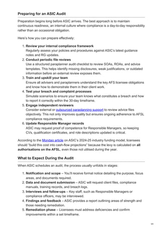 Afsl Asic AFS Licensee Obligations_ ASIC Audit Preparation Guide | PDF