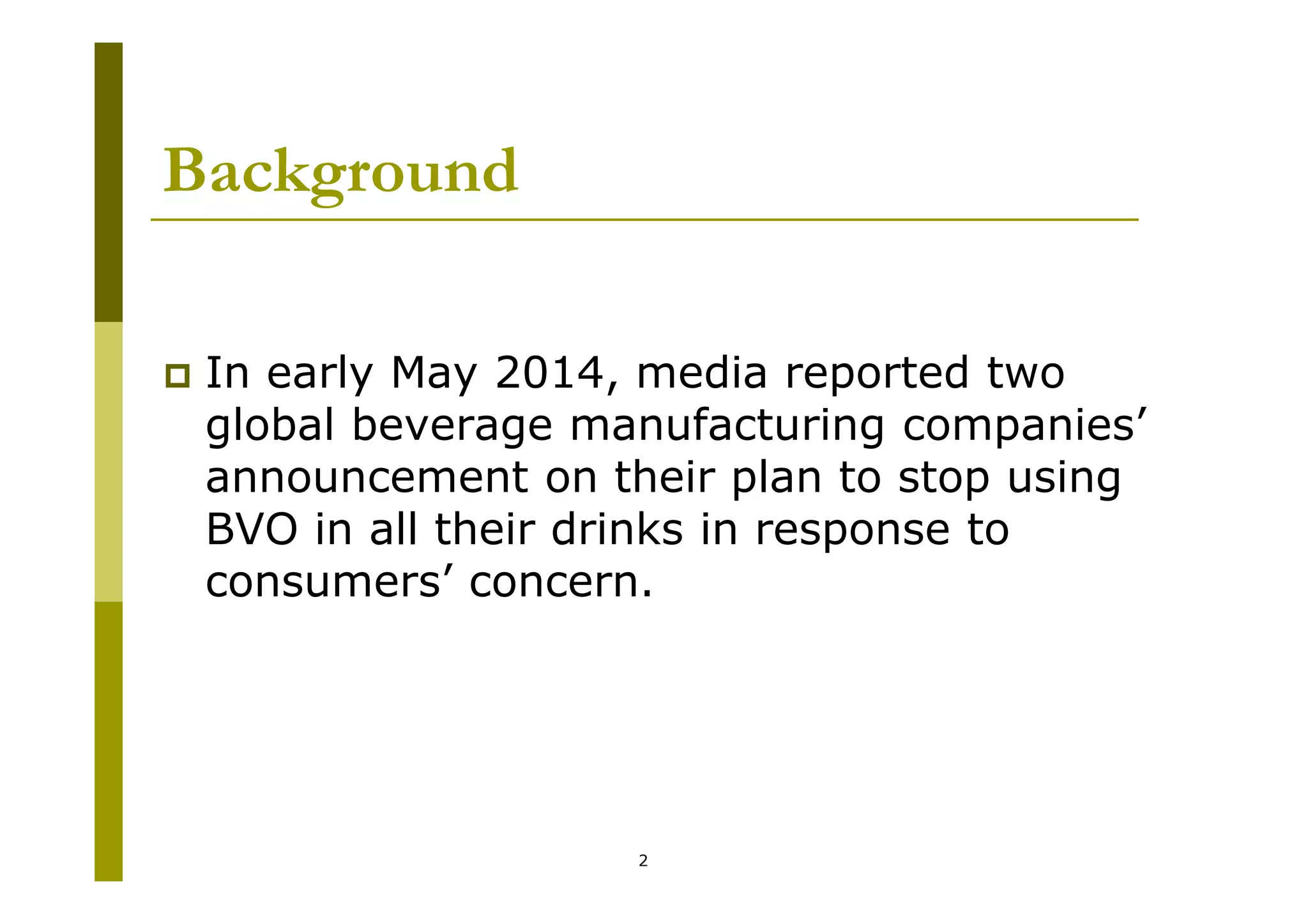 Brominated Vegetable Oils in Foods PPT