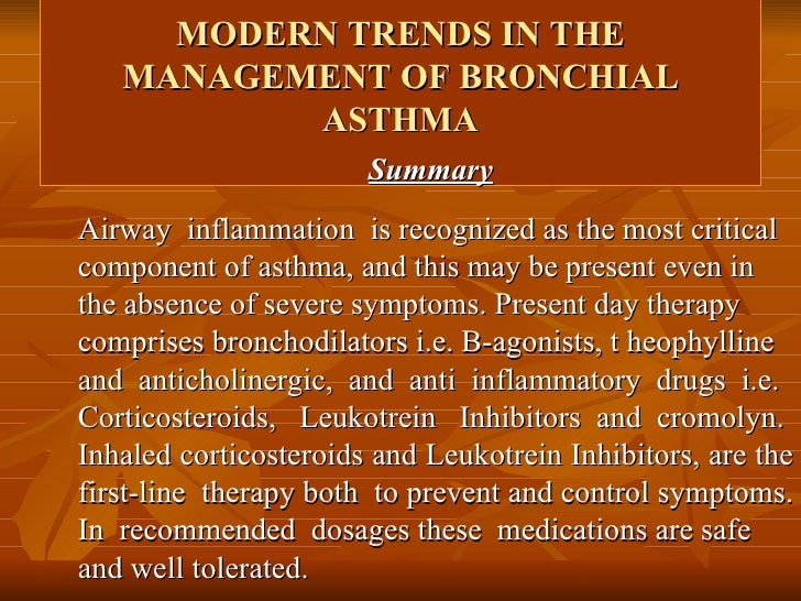 Management of Bronchial Asthma