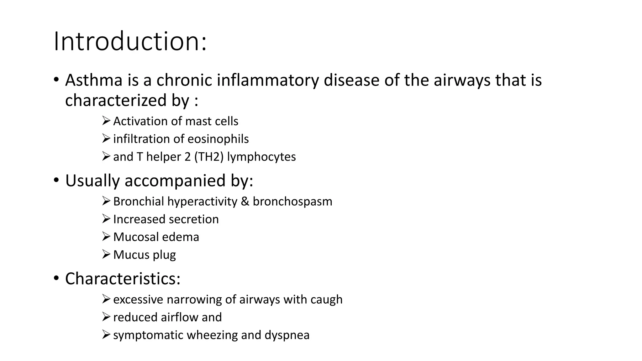 Bronchial asthma pathophysiology & classification of drugs | PPT