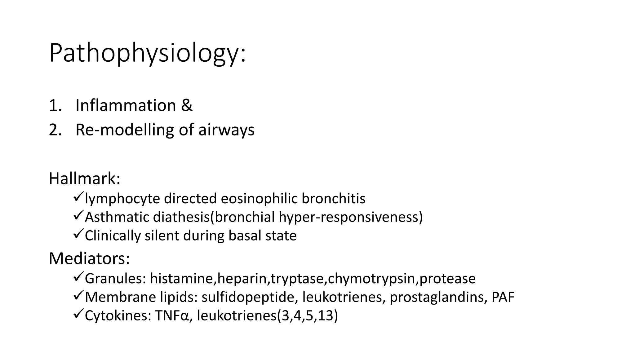 Bronchial asthma pathophysiology & classification of drugs | PPT