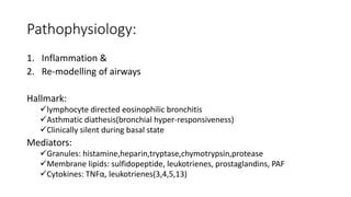 Bronchial asthma pathophysiology & classification of drugs | PPTX