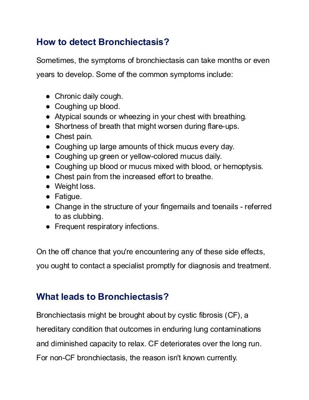 Bronchiectasis Symptoms, Causes, and Treatment PDF