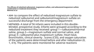Efficacy of magnesium sulfate in BRONCHIOLITIS | PPTX