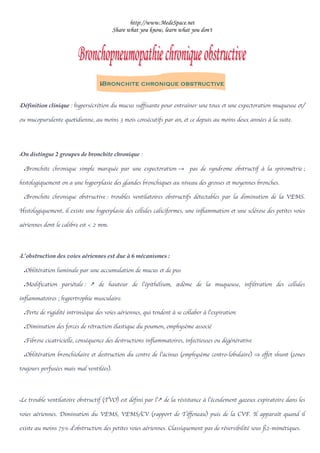 Bronchopneumopathie Chronique Obstructive