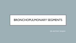 BRONCHOPULMONARY SEGMENTS
DR ANTONY SHAJAN
 