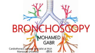 MOHAMED
GABR
BRONCHOSCOPY
Cardiothoracic surgery specialist at Muh
Mansoura university 2019
 