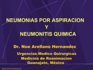 [object Object],[object Object],[object Object],Dr. Noe Arellano Hernandez     Urgencias Medico Quirurgicas  Medicina de Reanimacion Guanajato, México www.reeme.arizona.edu 