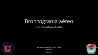 Broncograma aéreo
Ivett Natalia Loaiza Giraldo
11/09/2017
Facultad de ciencias de la salud
Medicina
 