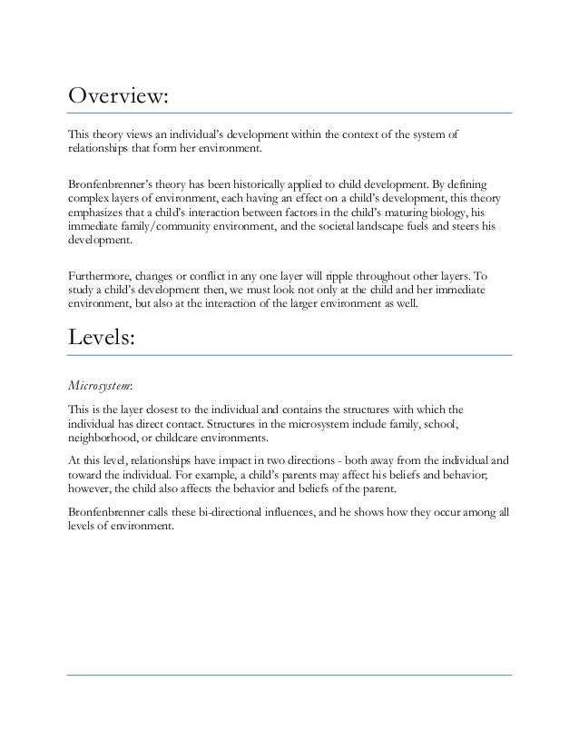 Bronfenbrenner S Ecological Systems Theory