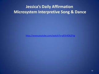 Jessica’s Daily AffirmationMicrosystem Interpretive Song & Dance12http://www.youtube.com/watch?v=qR3rK0kZFkg