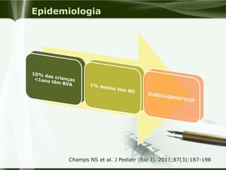 Epidemiologia
Champs NS et al. J Pediatr (Rio J). 2011;87(3):187-198
 