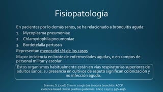 Braman, S. (2006) Chronic cough due to acute bronchitis:ACCP
evidence-based clinical practice guidelines. Chest, 129 (1), 95S-103S
 