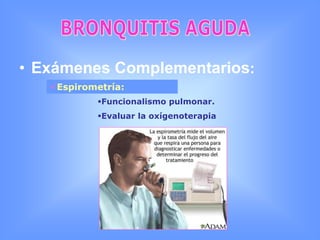 BRONQUITIS AGUDADiagnóstico:   Anamnesis:- Edad: Infancia y Vejez.    - Antecedentes personales.    - Antecedentes familiares.    - Hábitos Psicobiológicos.    - ¿ Cómo inició ?    - ¿Qué lo desencadenó?    - ¿ Atenuantes - agravantes?    - ¿Algún otro síntoma?