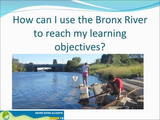 How can I use the Bronx River to reach my learning objectives? 