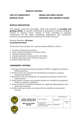 Brood and Grow Chicks for poultry chicken .doc