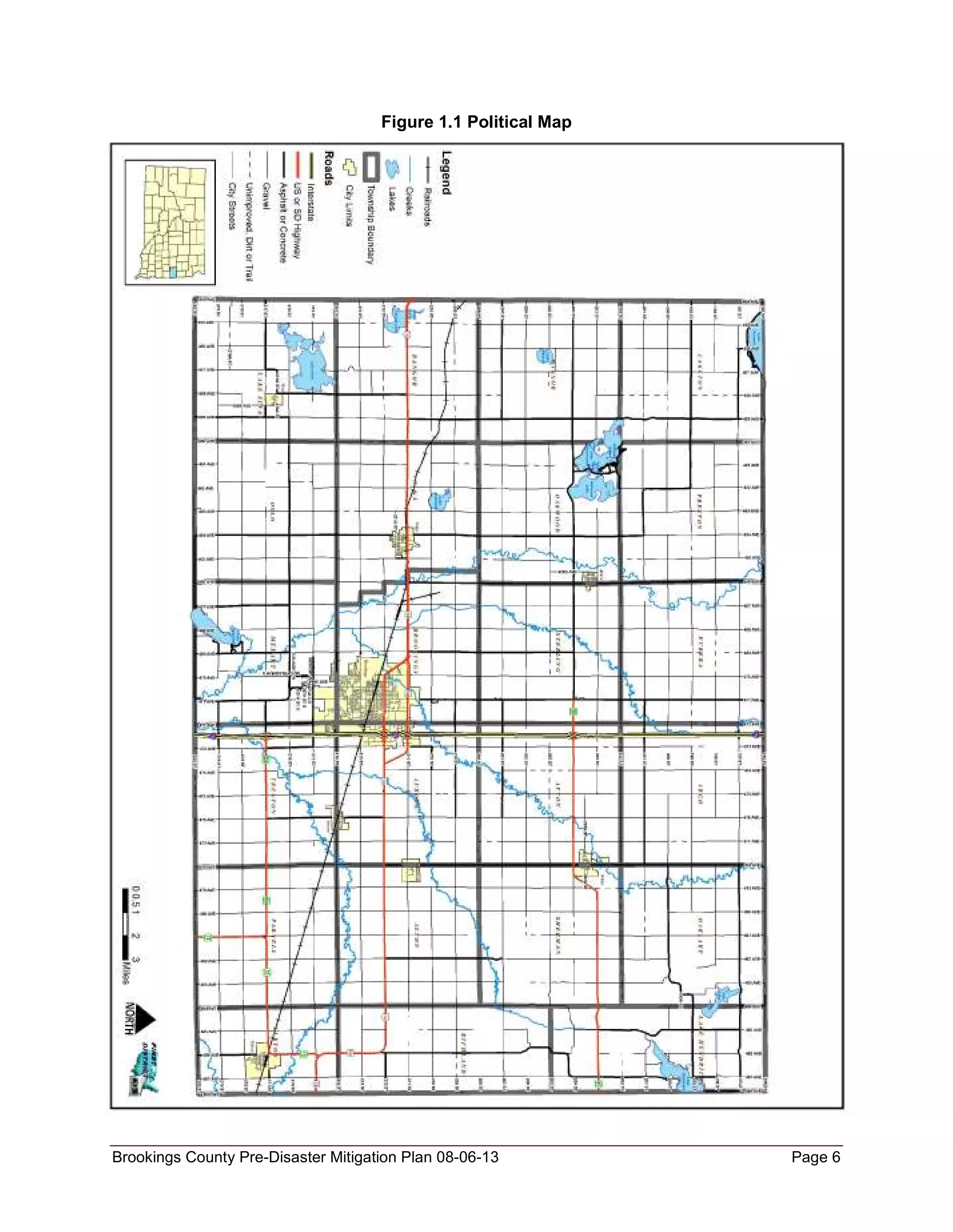 Figure 1.1 Political Map

Brookings County Pre-Disaster Mitigation Plan 08-06-13

Page 6

 