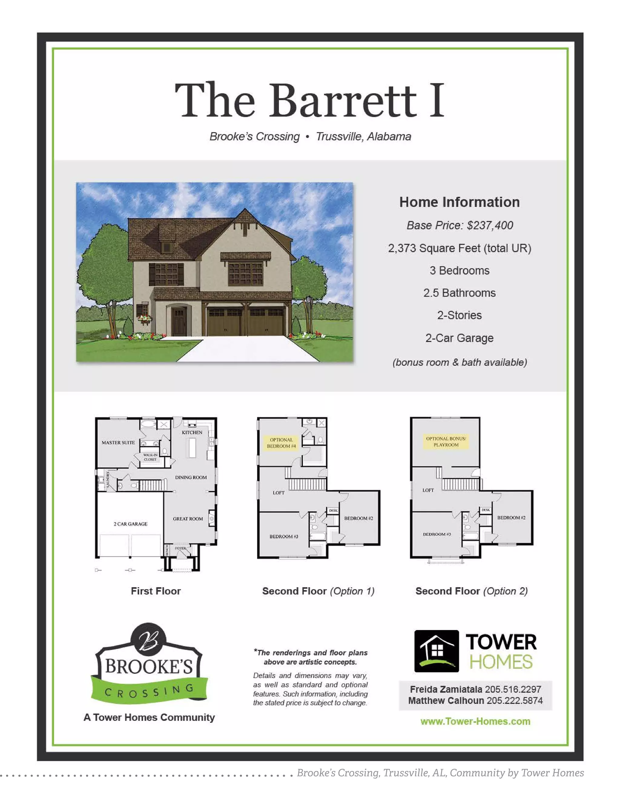 Brooke's Crossing in Trussville Al, new homes by Tower Homes