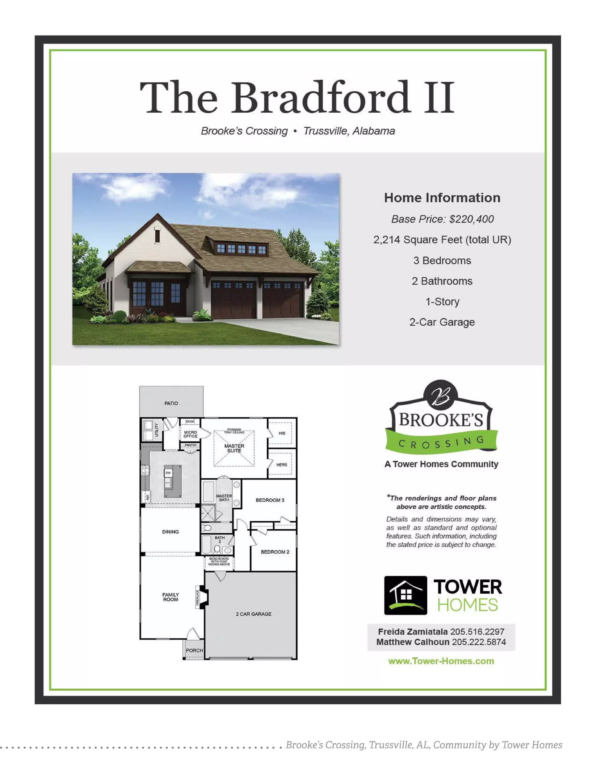 Brooke's Crossing in Trussville Al, new homes by Tower Homes