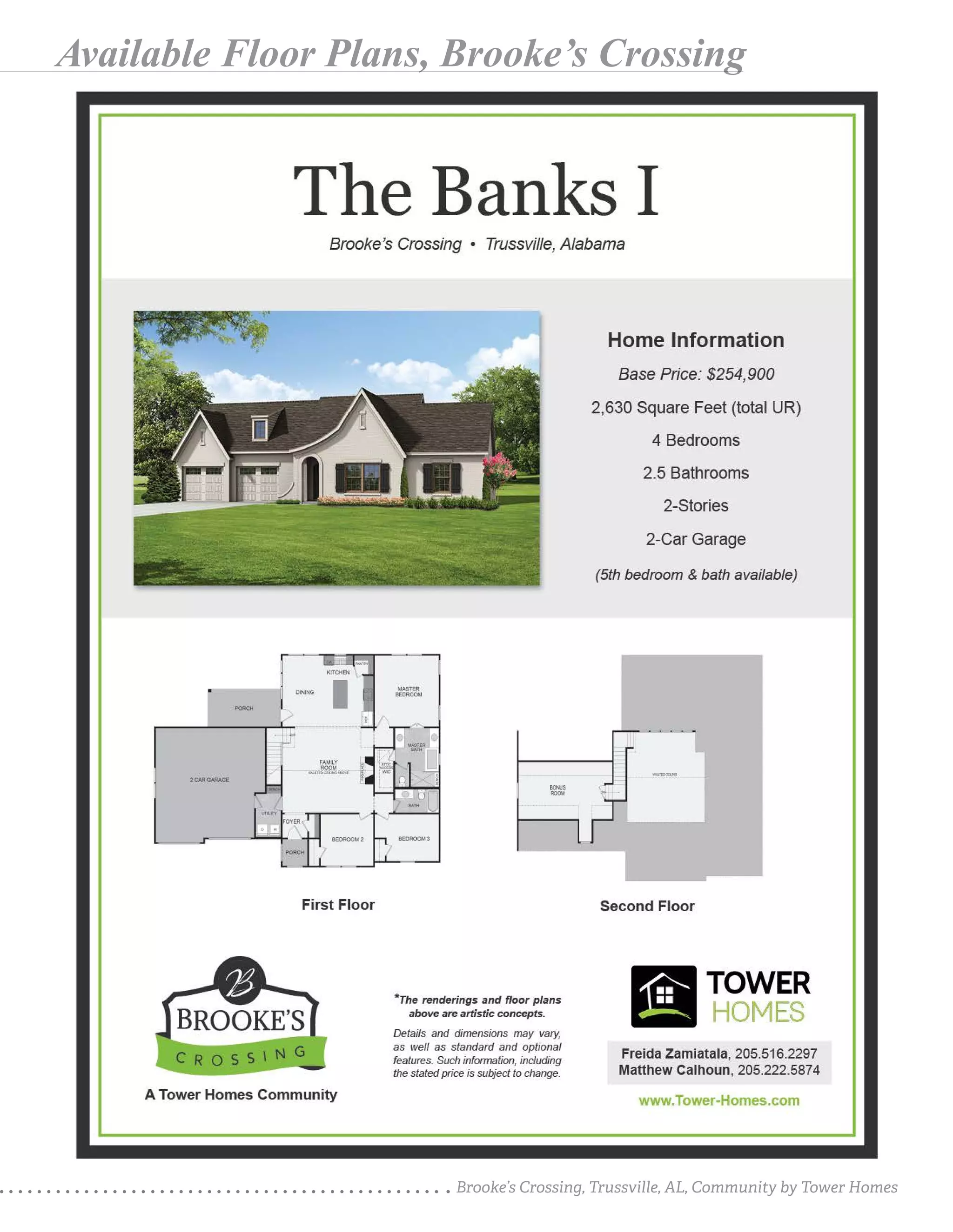 Brooke's Crossing in Trussville Al, new homes by Tower Homes
