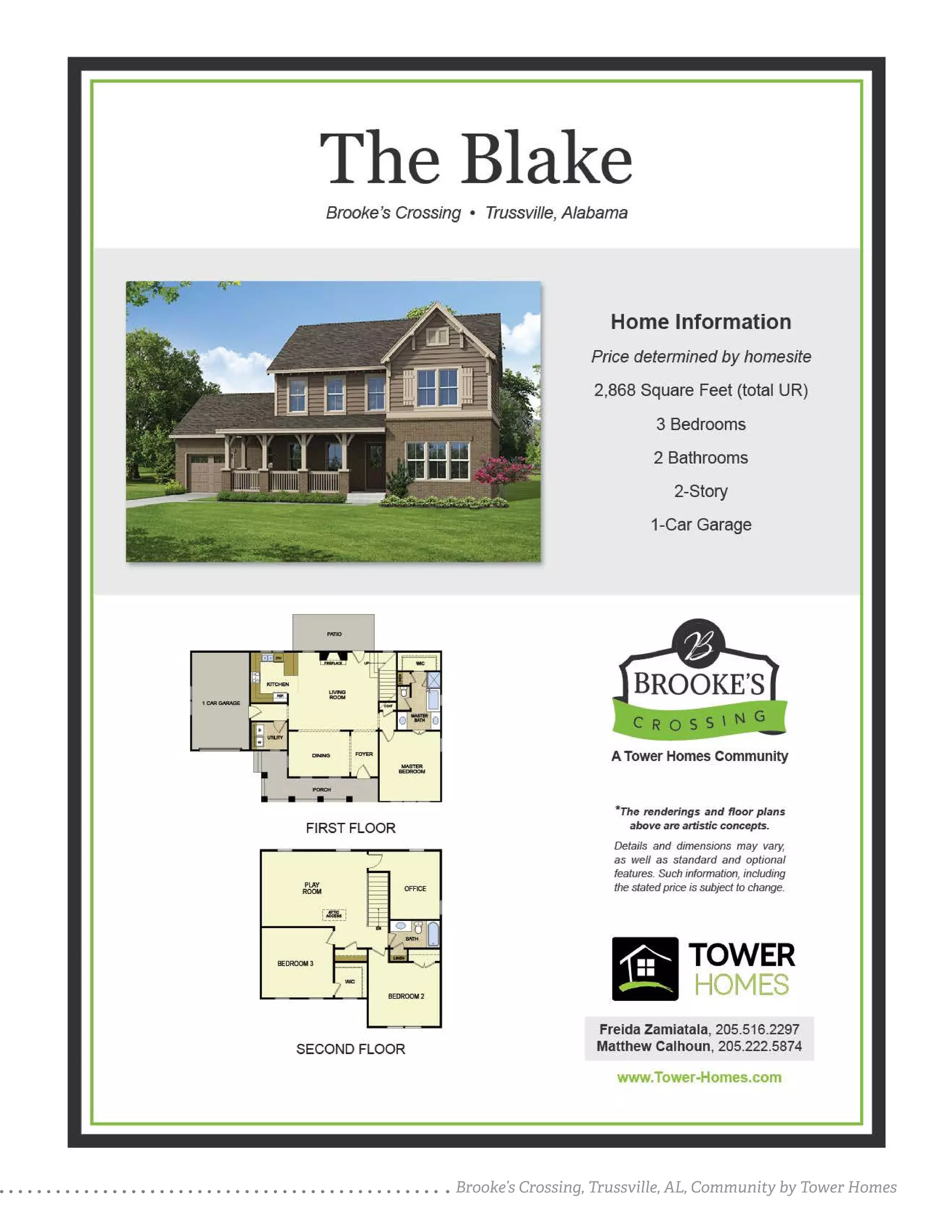 Brooke's Crossing in Trussville Al, new homes by Tower Homes