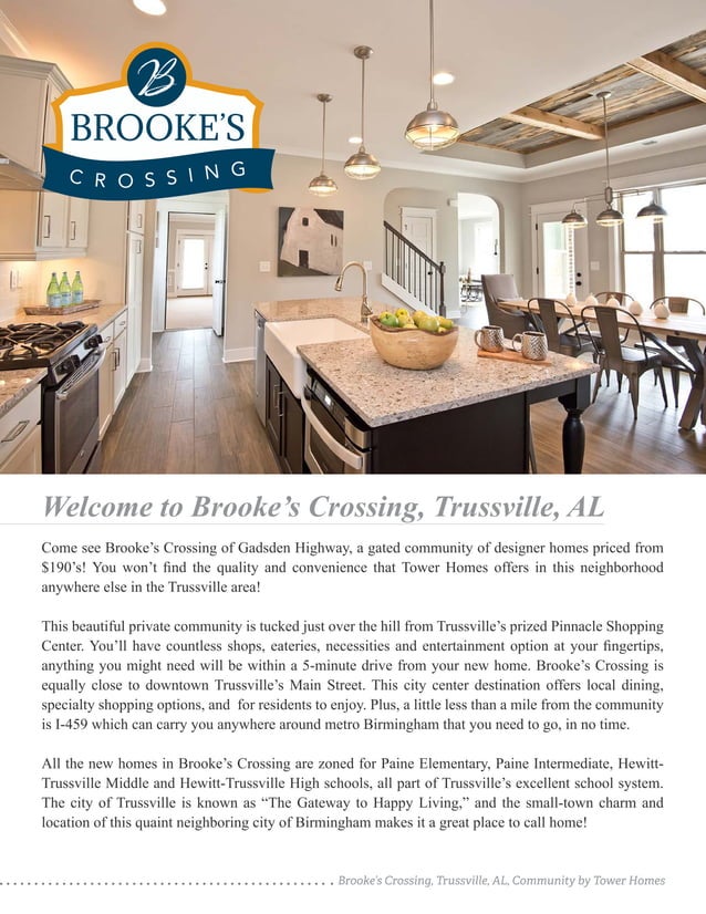 Brooke's Crossing in Trussville Al, new homes by Tower Homes PDF