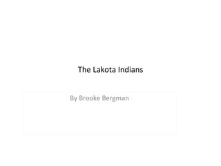 The Lakota Indians By Brooke Bergman 