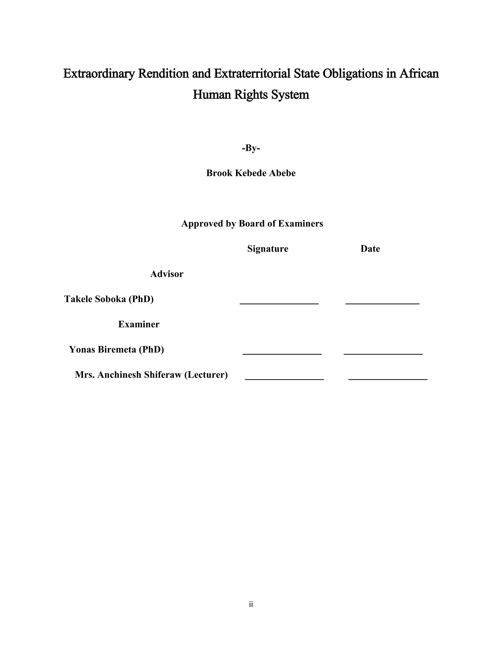 Extraordinary Rendition and Extraterritorial State Obligations in the ...
