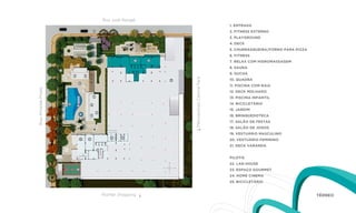 rua José rangel
ruaAlmeidaPrado
TéRREO
1. ENTRAdA
2. fITNEss ExTERNO
3. PLAYGROuNd
4. dECK
5. ChuRRAsquEIRA/fORNO PARA PIzzA
6. fITNEss
7. RELAx COm hIdROmAssAGEm
8. sAuNA
9. duChA
10. quAdRA
11. PIsCINA COm RAIA
12. dECK mOLhAdO
13. PIsCINA INfANTIL
14. BICICLETáRIO
15. JARdIm
16. BRINquEdOTECA
17. sALÃO dE fEsTAs
18. sALÃO dE JOGOs
19. VEsTuáRIO mAsCuLINO
20. VEsTuáRIO fEmININO
21. dECK VARANdA
PILOTIs
22. LAN hOusE
23. EsPAÇO GOuRmET
24. hOmE CINEmA
25. BICICLETáRIO
01
02
03
0405
21
06
07
08
09
10
14
16 17
17 18
19 20
15
11
12
13
rioMar Shopping
MetropolitanCentralPark
 