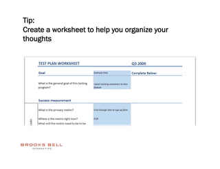 Tip:
Create a worksheet to help you organize your
thoughts
 