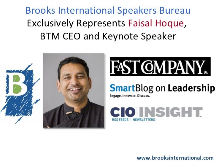 Brooks International Speakers Bureau Exclusively Represents Faisal