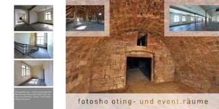 Atmosphäre pur – in den ursprünglichen
Räumen des zeit.areals finden Sie Loca-
tions für Ihre Foto-, Event- und Präsen-
tations-Sessions.
4343
 