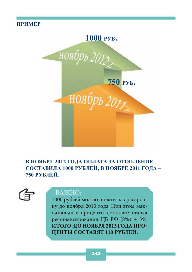 пример                      1000 руб.                               750 руб.  В ноябре 2012 года оплата за отопление  сост...