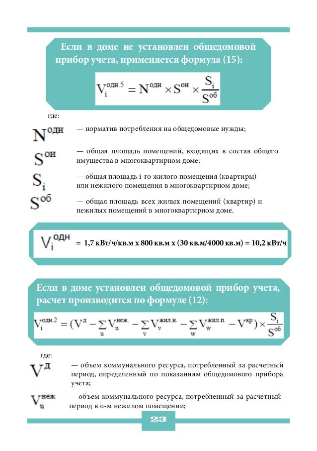 Если в доме не установлен общедомовой       прибор учета, применяется формула (15):  где:           — норматив потребления...