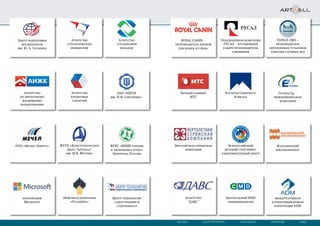 МОСКВА САНКТ-ПЕТЕРБУРГ СЫКТЫВКАР КАРАГАНДА КИЕВ
ООО «Мечел-Энерго»
корпорация
Microsoft
Центр подготовки
космонавтов
им. Ю. А. Гагарина
ФГБУ «ВНИИ охраны
и экономики труда»
Минтруда России
Центр технологии
судостроения и
судоремонта
ФГУП «Конструкторское
бюро “Арсенал”
им. М.В. Фрунзе»
Нефтяная компания
«Роснефть»
Агентство
стратегических
инициатив
Агентство
страхования
вкладов
Агентство
по ипотечному
жилищному
кредитованию
Агентство
кредитных
гарантий
ЦПКЦПК
ОАО «НИТИ
им. П.И. Снегирева»
ROYAL CANIN –
производитель кормов
для кошек и собак.
Объединенная компания
РУСАЛ – крупнейший
в мире производитель
алюминия
топол-эко –
производитель
автономных установок
очистки сточных вод
Личный кабинет
МТС
Вертолетная сервисная
компания
Агентство
“ДАВС”
Курорты Северного
Кавказа
Всероссийский
детский спортивно-
оздоровительный центр
Центральный НИИ
эпидемиологии
Группа Е4 –
инжиниринговая
компания
Малаховский
мясокомбинат
международная
агропромышленная
корпорация ADM
 