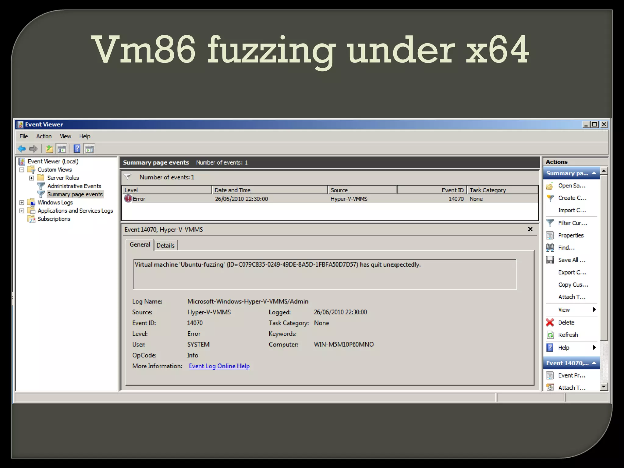 Vm86 fuzzing under x64
 