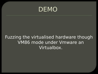 [Ruxcon] Breaking virtualization by switching the cpu to virtual 8086 mode