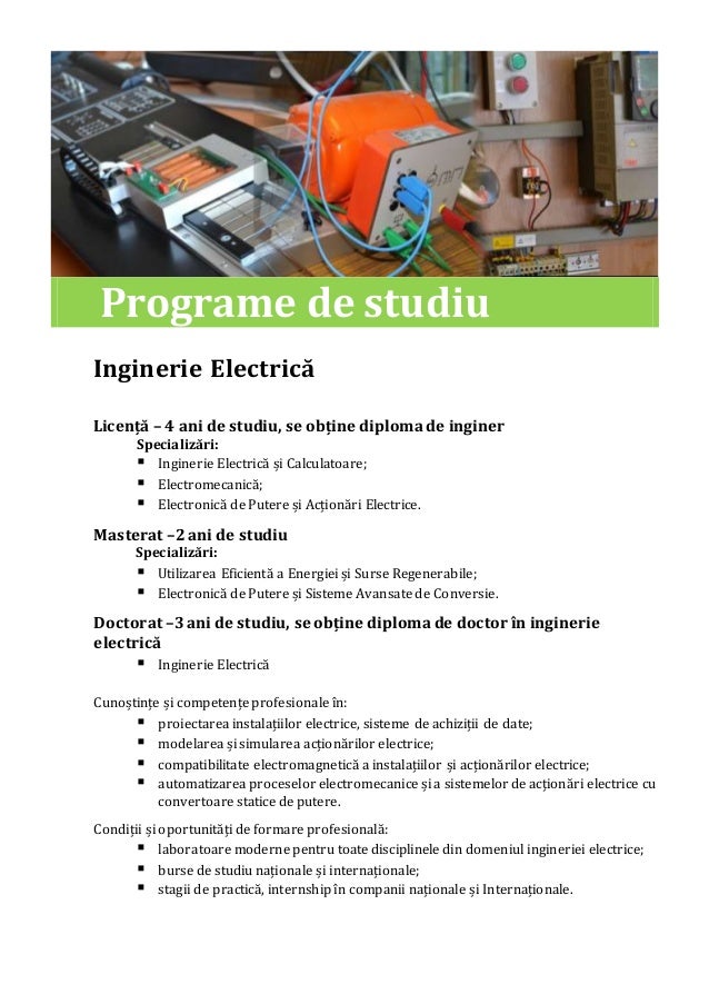 Brosura Facultății De Automatică Calculatoare Inginerie Electrică ș