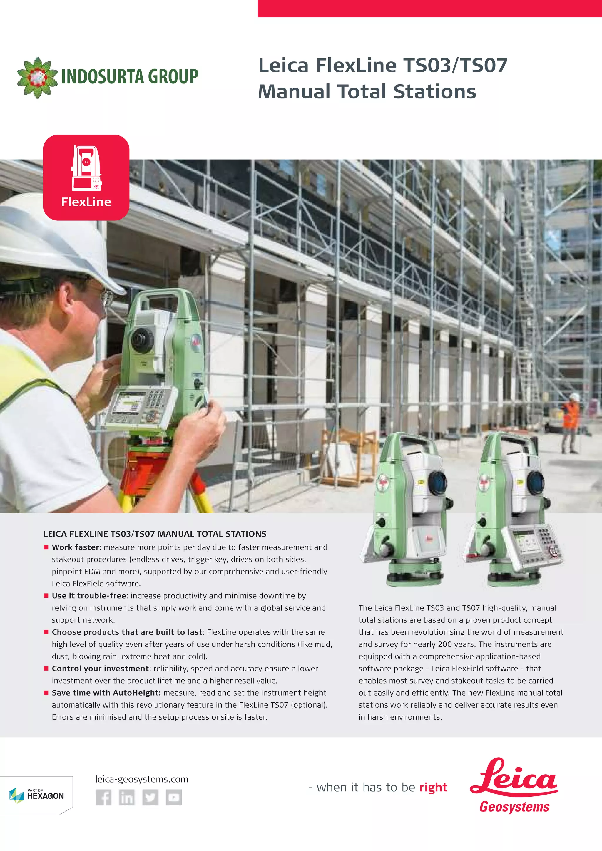 Brosur Total Station Leica TS03 - Indosurta Group | PDF
