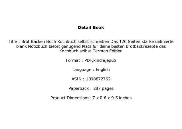 Download Epub Brot Backen Buch Kochbuch Selbst Schreiben Das