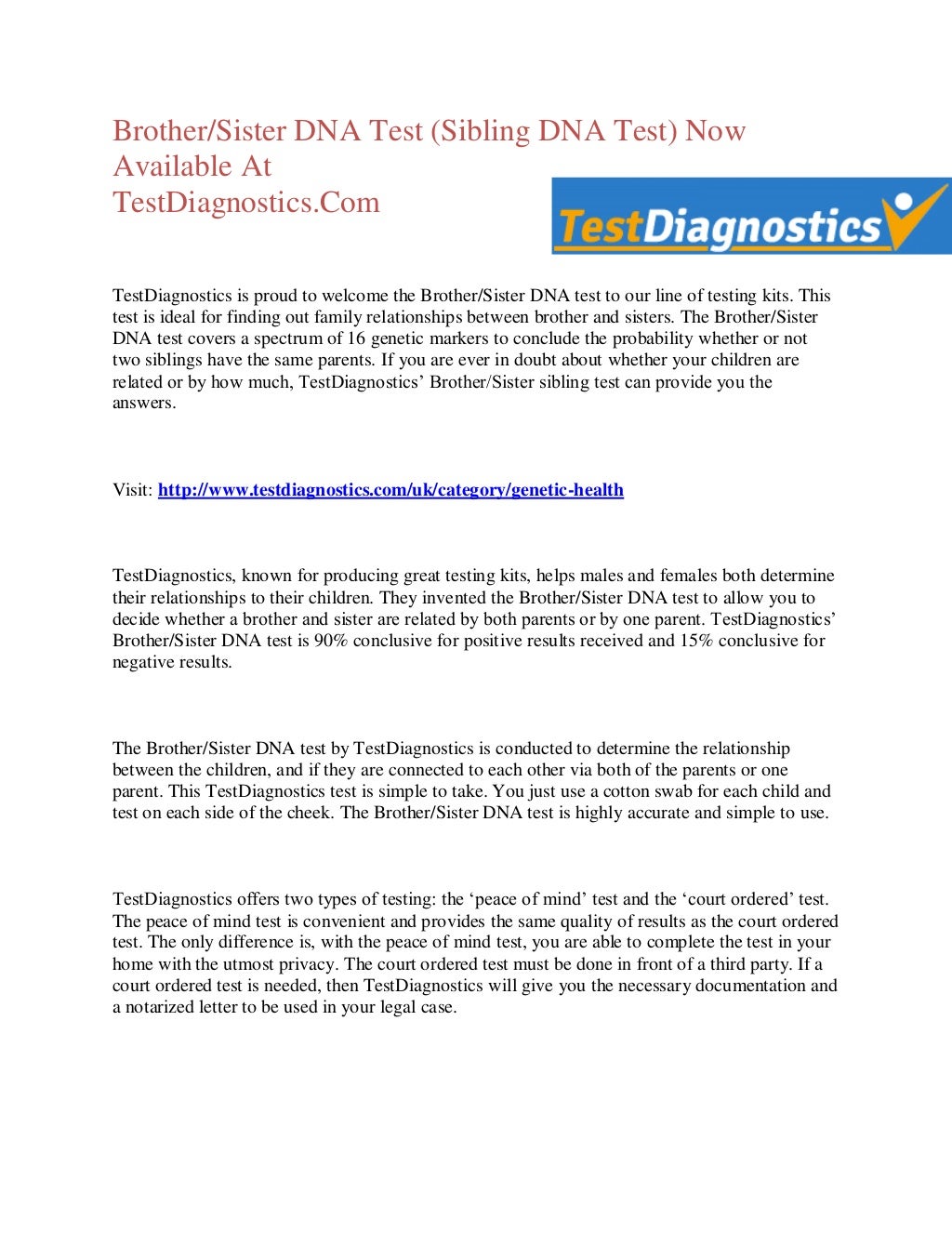 Brother and sister dna test (sibling dna test) now available at test