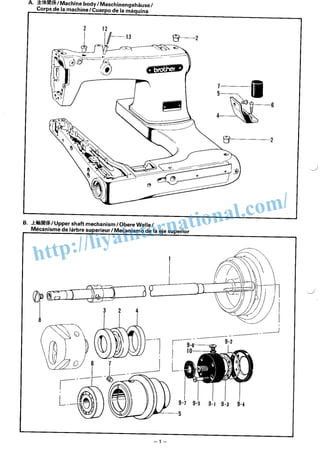 Brother b926 feed off arm sewing machine book spare parts manual