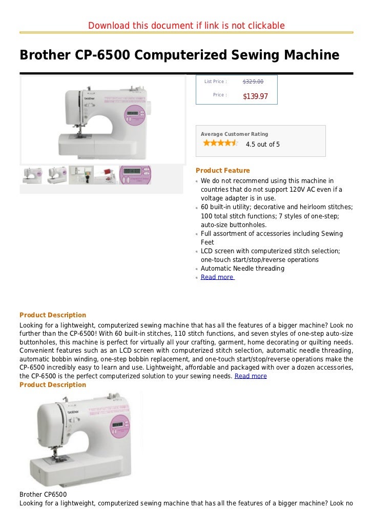 Brother cp 6500 computerized sewing machine