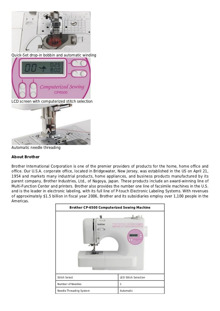 Brother cp 6500 computerized sewing machine