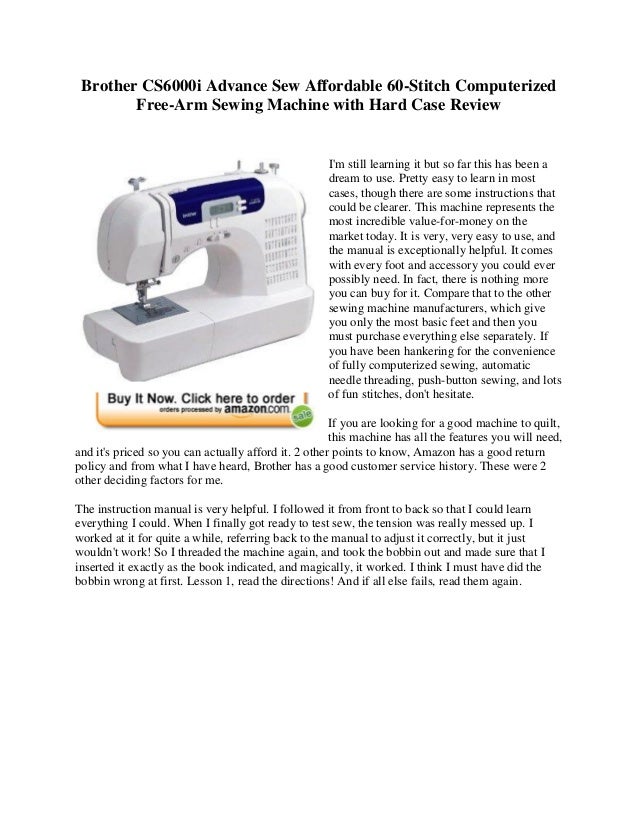 Brother CS6000i Sewing Machine Review